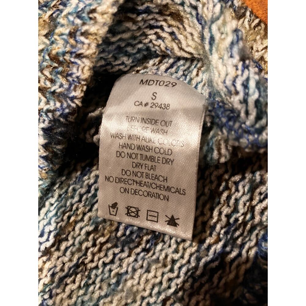 Miss Me Cropped Knit Sweater Blue Gray Long Sleeve Size S Beaded - Picture 5 of 8